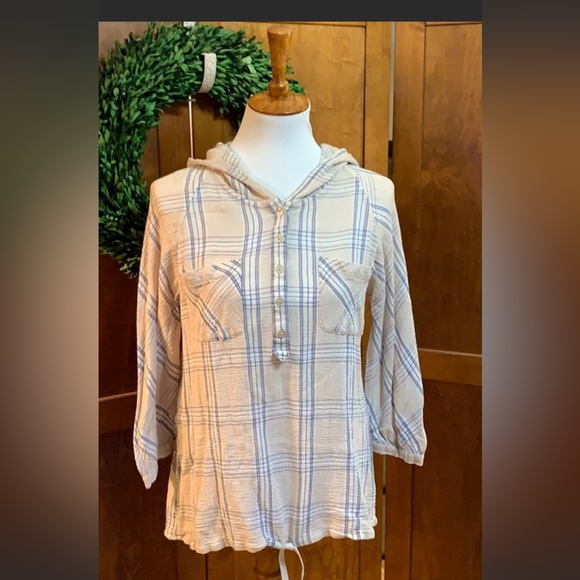 Free People Cotton Hooded Shirt- Women’s Medium - Picture 1 of 7